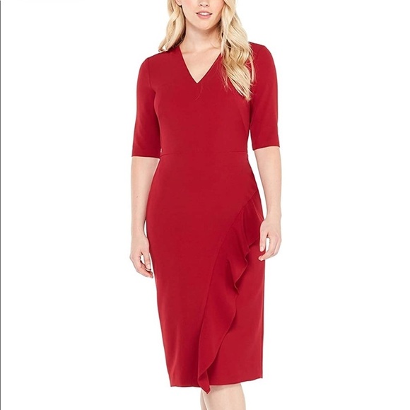 Maggy London Woman’s Carolyn Midi Red Dress / Size-Medium - Picture 1 of 16
